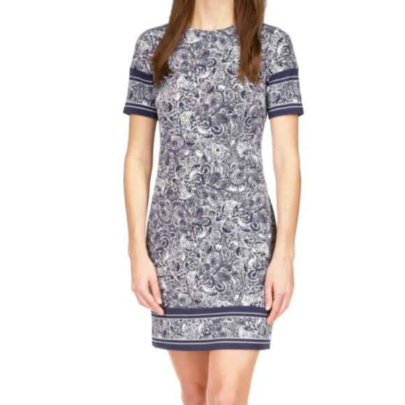 MICHAEL KORS Paisley Print Border Trim Blue Dress Size Women's Size S NWT - Picture 12 of 12